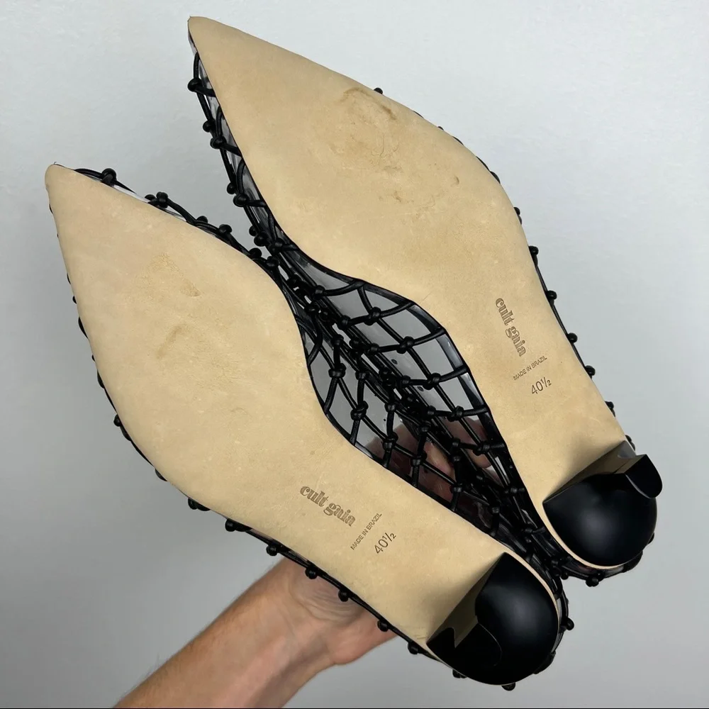 Cult Gaia Kenny Goatskin Woven PVC Pumps - Picture 7 of 9